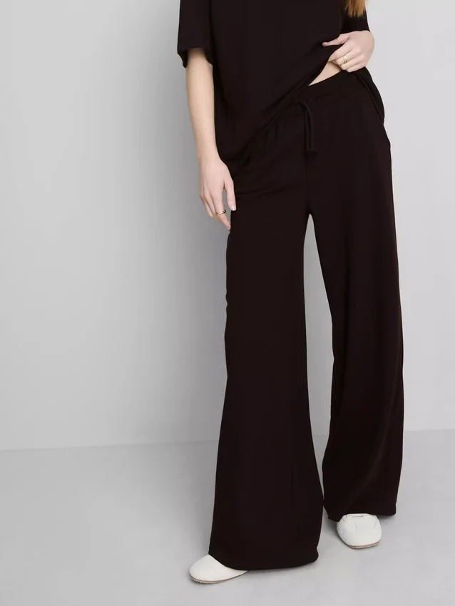 Pantalones de chándal de pierna ancha con alto contenido de algodón