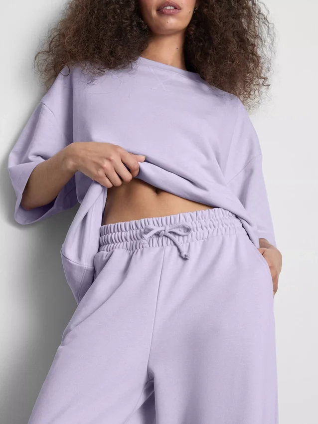 Pantalones de chándal de pierna ancha con alto contenido de algodón