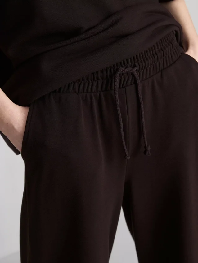 Pantalones de chándal de pierna ancha con alto contenido de algodón