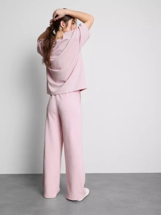 Pantalones de chándal de pierna ancha con alto contenido de algodón