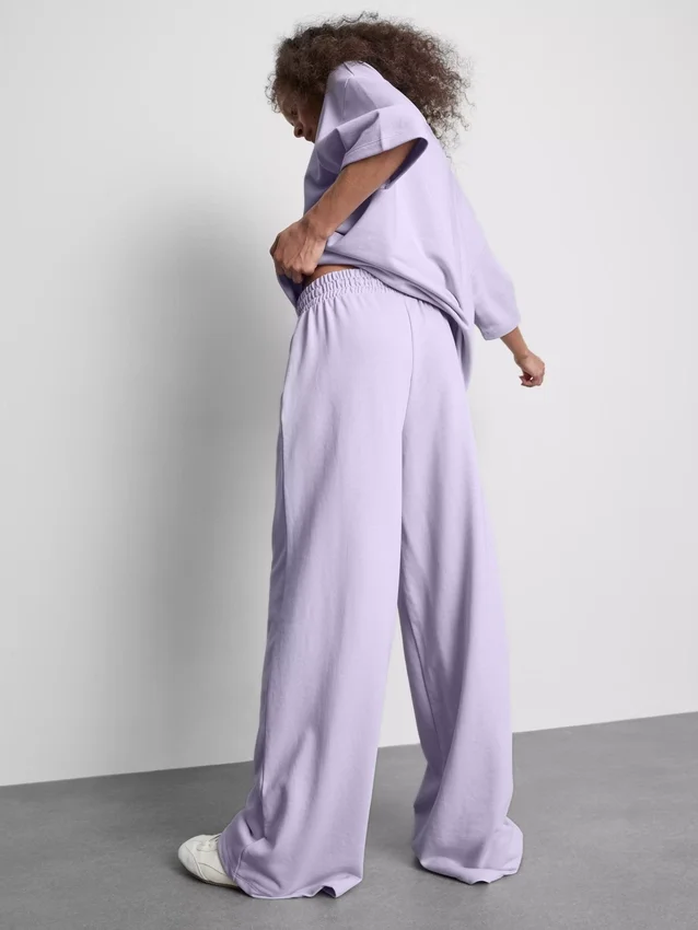 Pantalones de chándal de pierna ancha con alto contenido de algodón