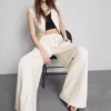 Pantalones de chándal de pierna ancha de mezcla de algodón