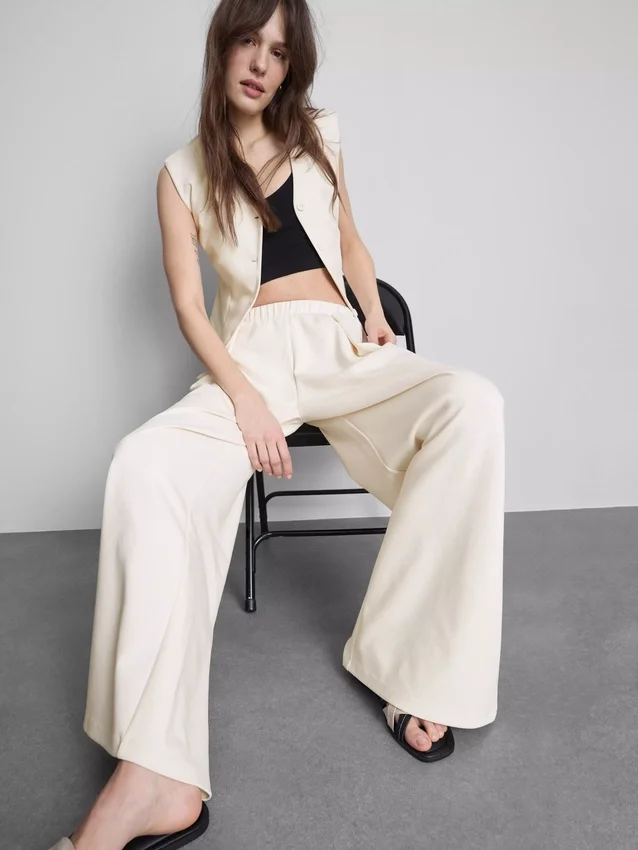 Pantalones de chándal de pierna ancha de mezcla de algodón