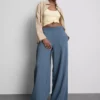 Pantalones de chándal plisados de pierna ancha con alto contenido de algodón