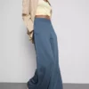 Pantalones de chándal plisados de pierna ancha con alto contenido de algodón