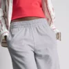 Pantalones de chándal plisados de pierna ancha con alto contenido de algodón