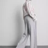 Pantalones de chándal plisados de pierna ancha con alto contenido de algodón