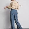 Pantalones de chándal plisados de pierna ancha con alto contenido de algodón