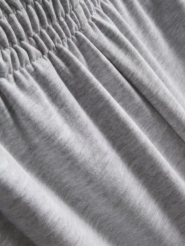 Pantalones de chándal plisados de pierna ancha con alto contenido de algodón