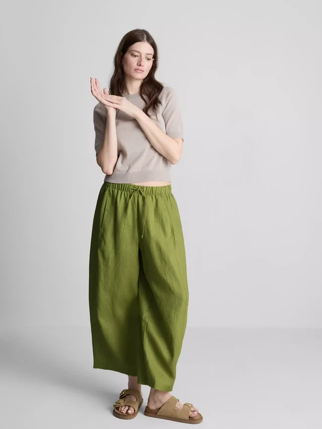 Pantalones de lino de pierna ancha de The Edit