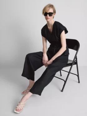 Pantalones de lino de pierna ancha de The Edit