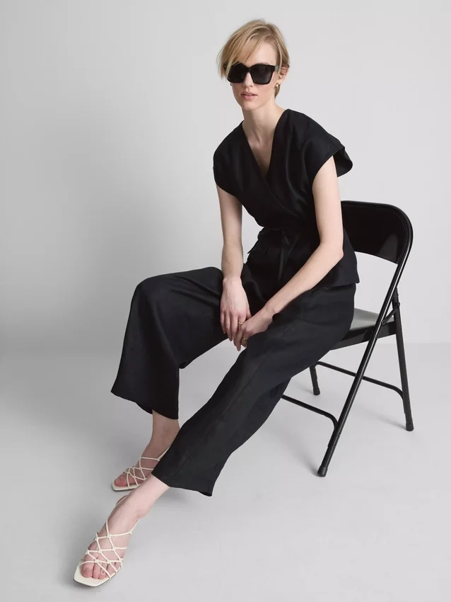 Pantalones de lino de pierna ancha de The Edit