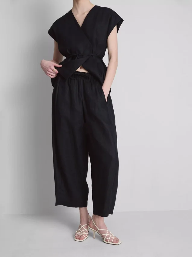Pantalones de lino de pierna ancha de The Edit