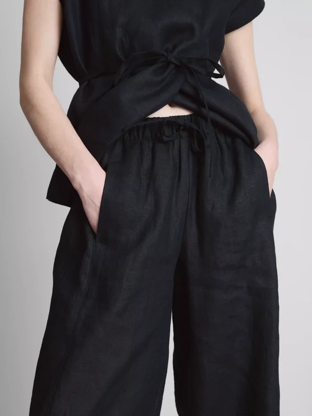 Pantalones de lino de pierna ancha de The Edit