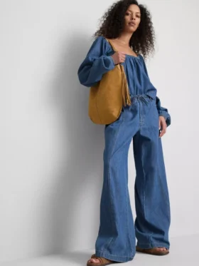 Pantalones de mezclilla de corte ancho con alto contenido de algodón de Paula Echevarría