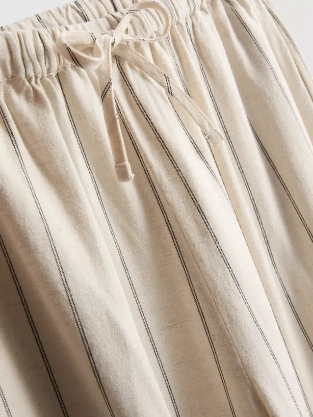 Pantalones de pierna ancha a rayas de mezcla de algodón