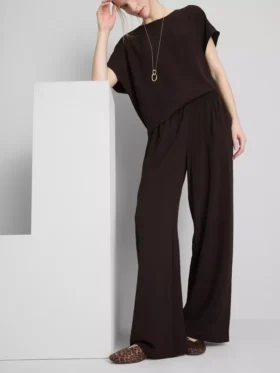 Pantalones de pierna ancha con cintura elástica