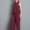 Pantalones de pierna ancha con rayas texturizadas