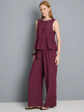 Pantalones de pierna ancha con rayas texturizadas