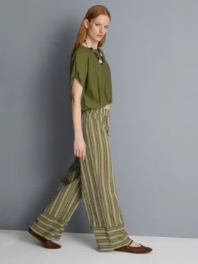 Pantalones de pierna ancha con rayas texturizadas