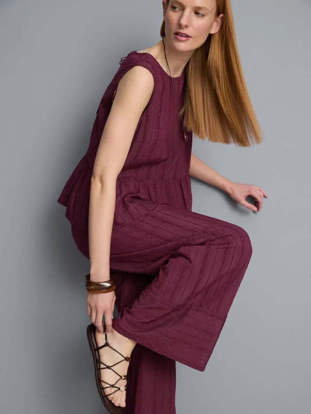Pantalones de pierna ancha con rayas texturizadas