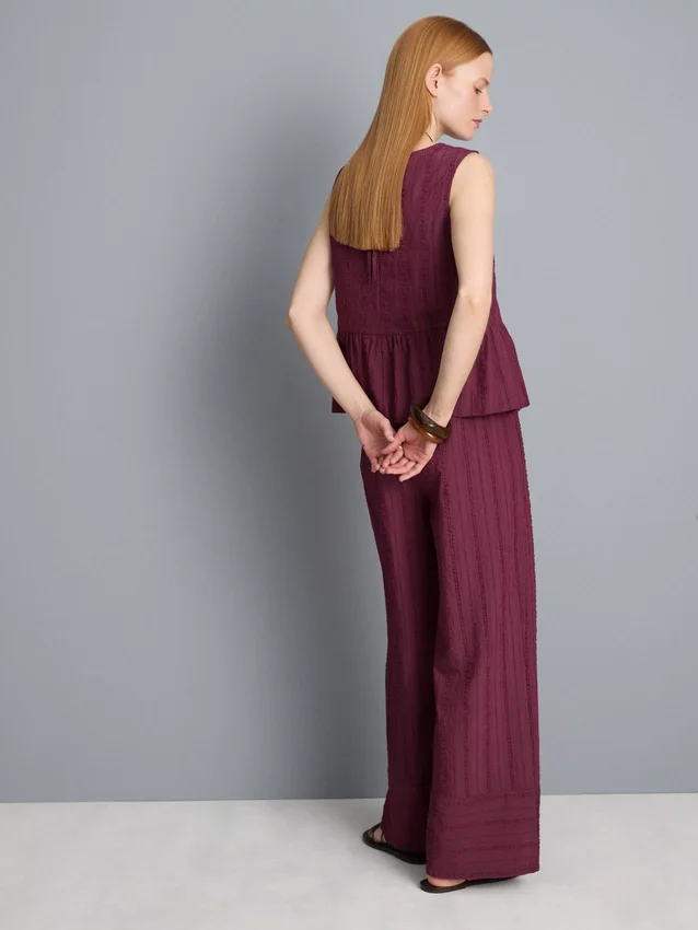 Pantalones de pierna ancha con rayas texturizadas