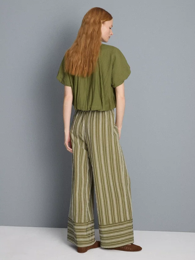 Pantalones de pierna ancha con rayas texturizadas