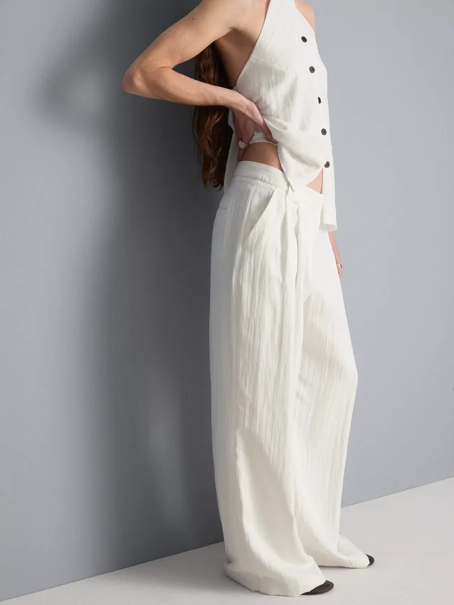 Pantalones de pierna ancha con textura