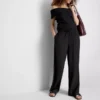 Pantalones de pierna ancha con textura arrugada