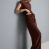Pantalones de pierna ancha con textura arrugada