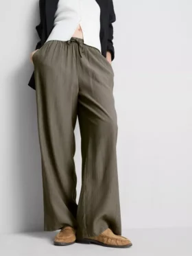 Pantalones de pierna ancha con textura arrugada