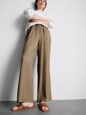 Pantalones de pierna ancha con textura arrugada
