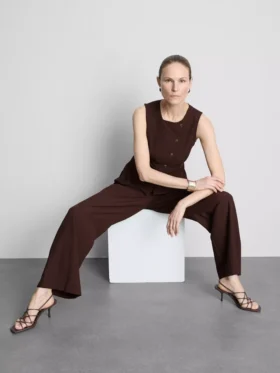 Pantalones de pierna ancha de mezcla de algodón