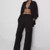 Pantalones de pierna ancha de mezcla de algodón