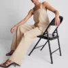 Pantalones de pierna ancha de mezcla de algodón