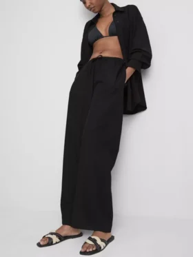 Pantalones de pierna ancha de mezcla de algodón