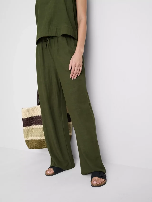 Pantalones de pierna ancha de mezcla de algodón