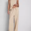 Pantalones de pierna ancha de mezcla de algodón