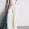Pantalones de pierna ancha de mezcla de algodón