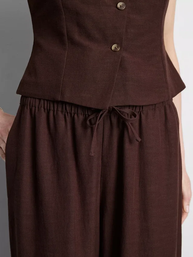 Pantalones de pierna ancha de mezcla de algodón