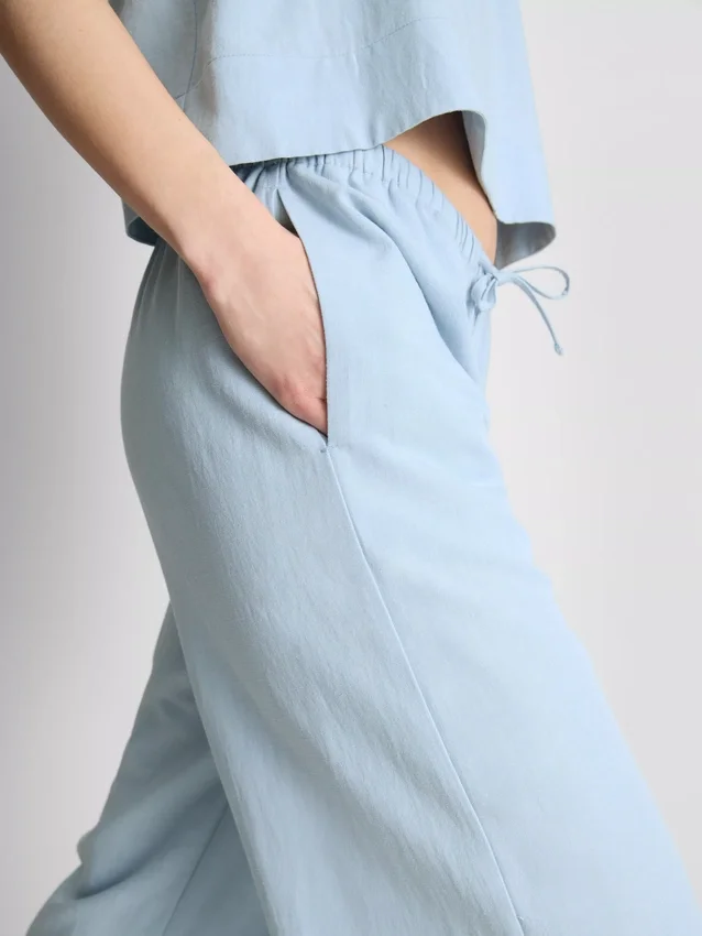 Pantalones de pierna ancha de mezcla de algodón