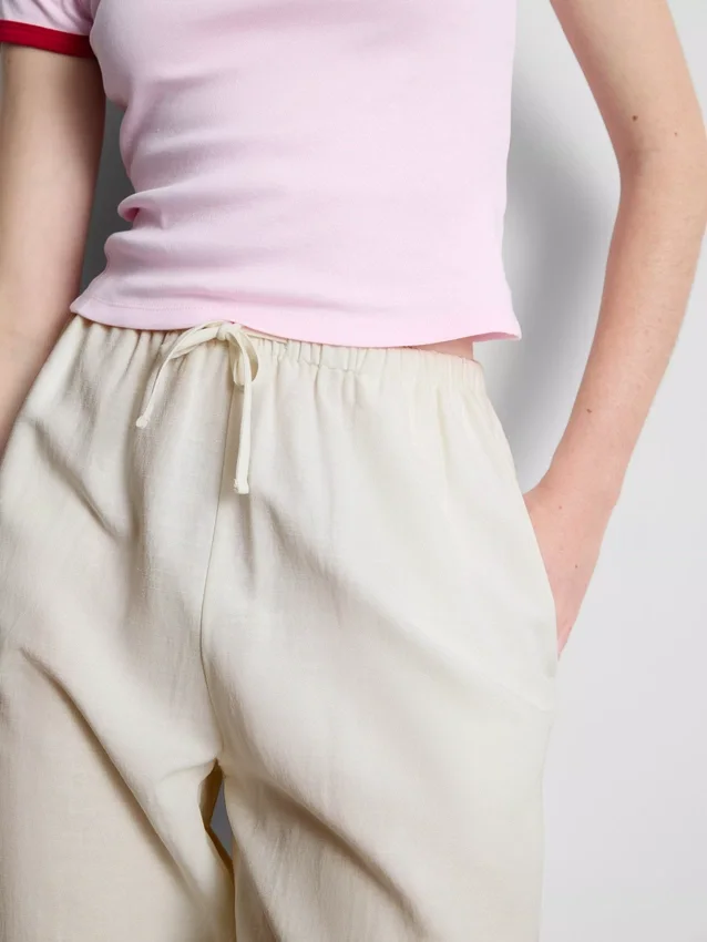 Pantalones de pierna ancha de mezcla de algodón