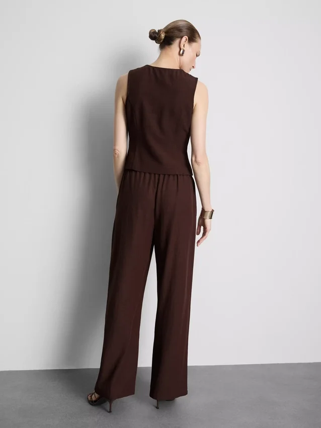 Pantalones de pierna ancha de mezcla de algodón