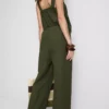 Pantalones de pierna ancha de mezcla de algodón