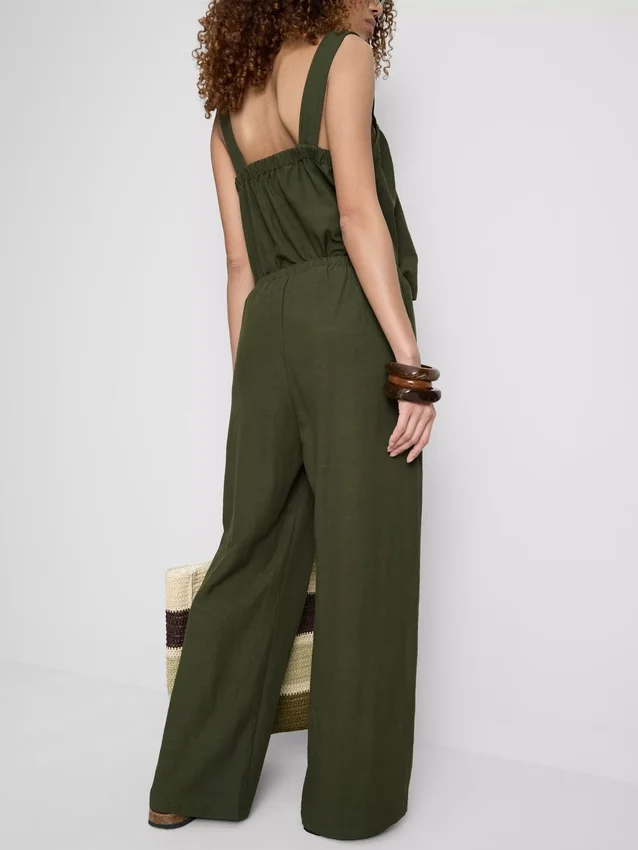 Pantalones de pierna ancha de mezcla de algodón