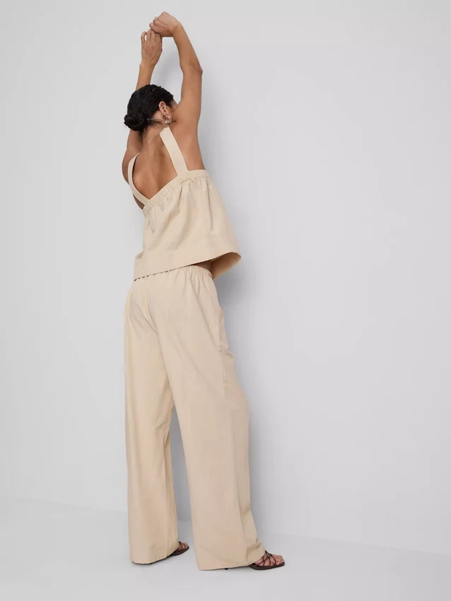 Pantalones de pierna ancha de mezcla de algodón