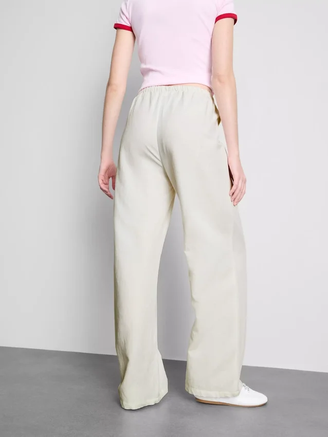 Pantalones de pierna ancha de mezcla de algodón