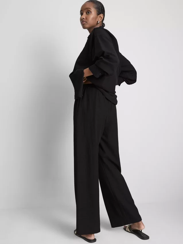 Pantalones de pierna ancha de mezcla de algodón