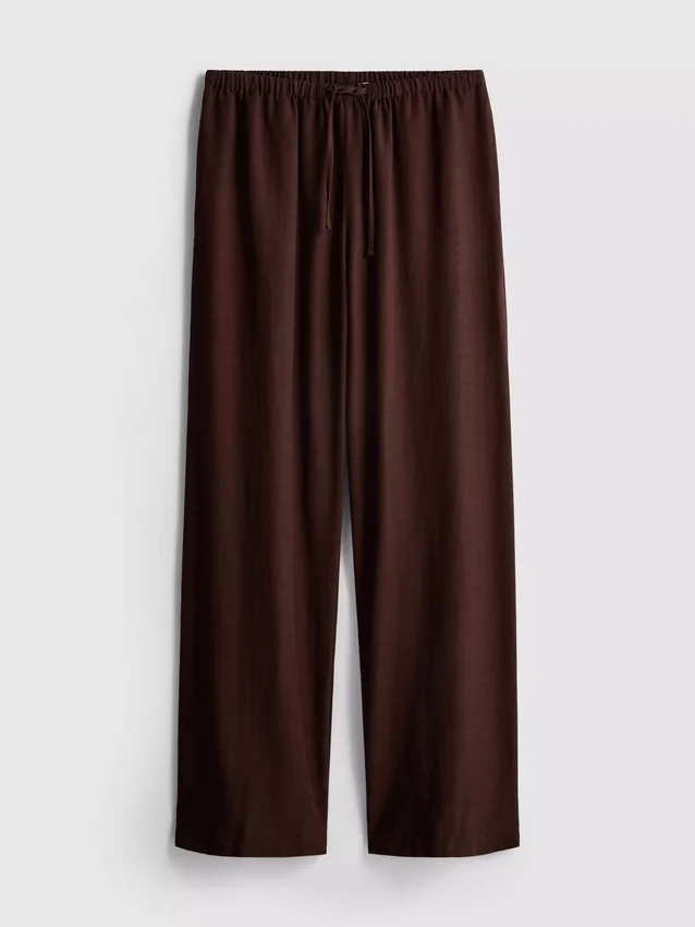 Pantalones de pierna ancha de mezcla de algodón