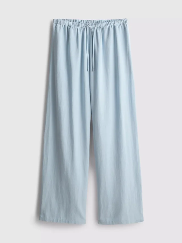 Pantalones de pierna ancha de mezcla de algodón